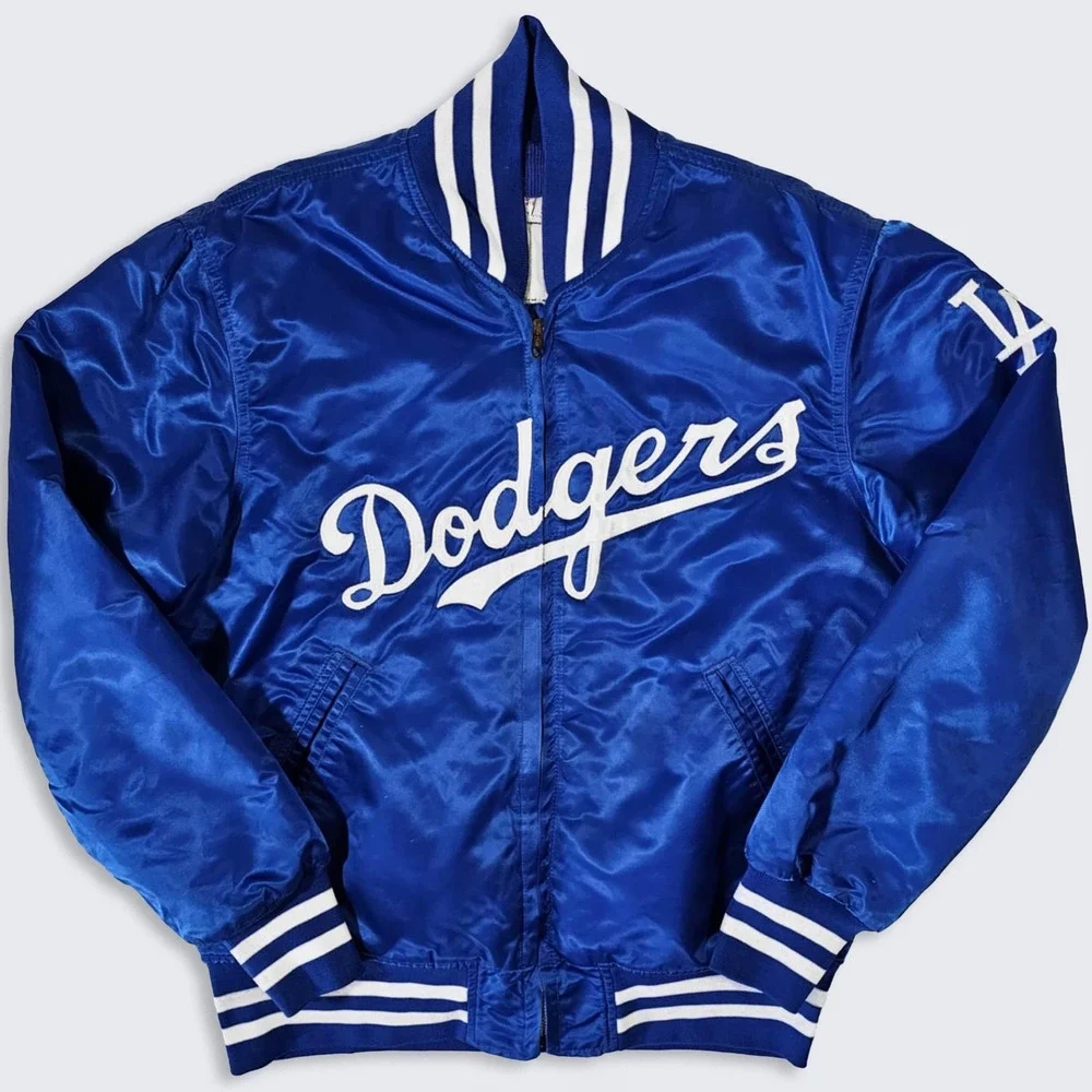 Los Angeles Dodgers Vintage 80s Team Issued Satin Bomber Jacket